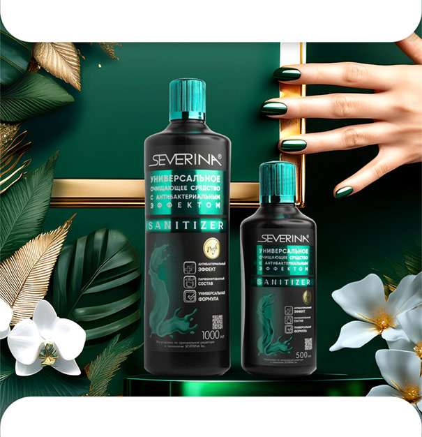 Юбилейная серия жидкостей. Универсальное очищающее средство с антибактериальным эффектом SANITIZER